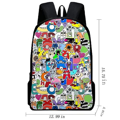 Nqiqin Cartoon Alphabet Lore Backpacks For Boys Girls 3D Printing Large Capacity Lightweight Cartoon Backpacks #TOP1