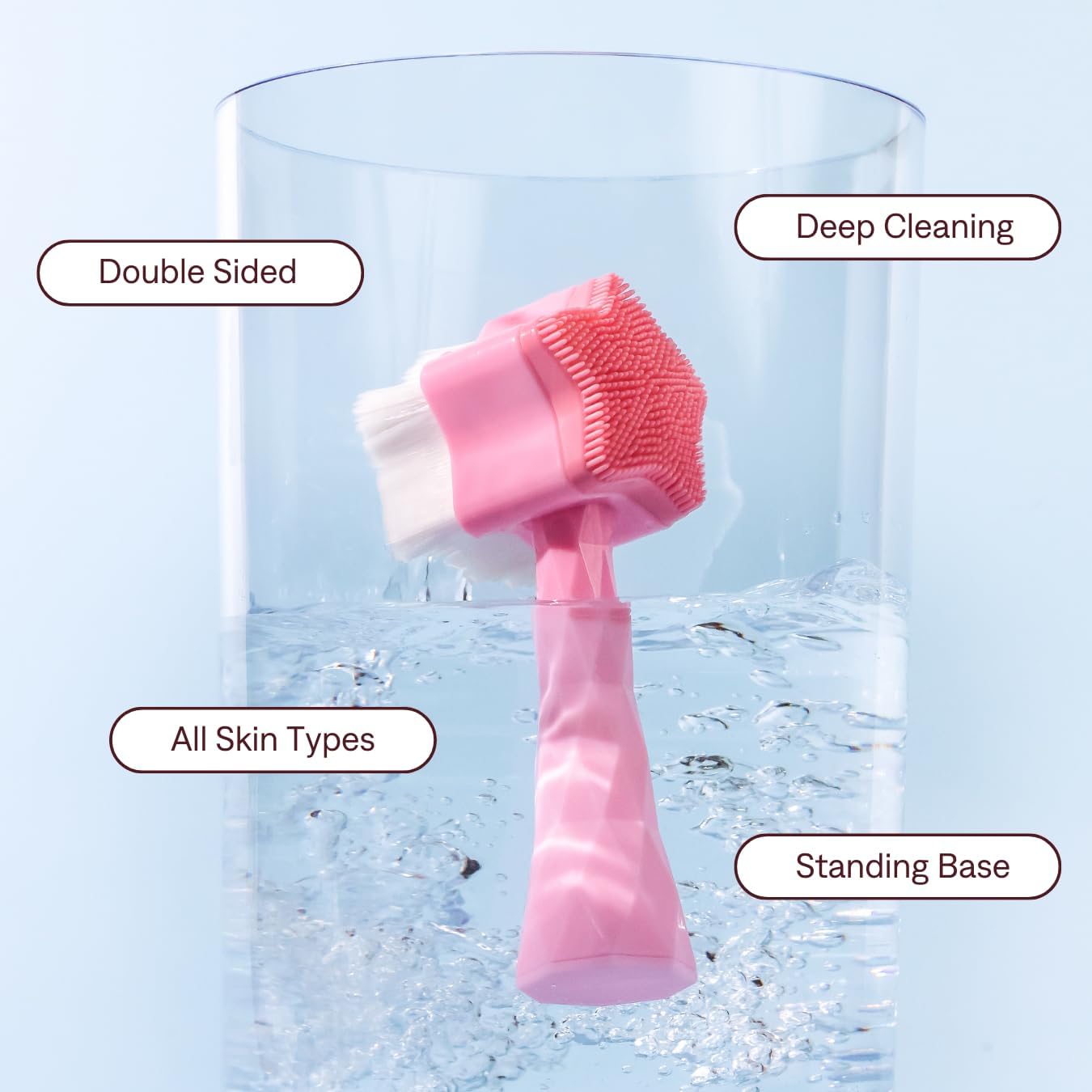 No Mo-Stache All Star Face Brush -Manual Facial Cleansing Brush, 2-in-1 Skin Care face Brush, Silicone Facial Scrubber Manual Dual Face Wash Brush for Deep Pore Exfoliation Massaging Skin Exfoliator