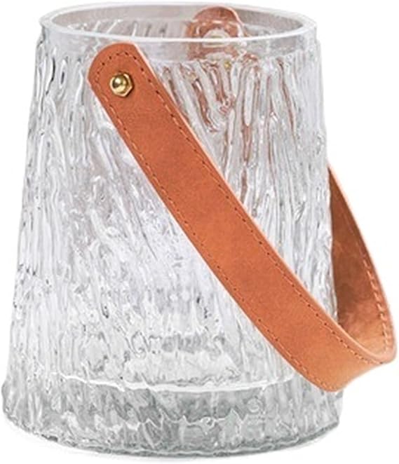 Clear Glass Flower Vase, Handbag Vase with Leather Strap for Home Decor
