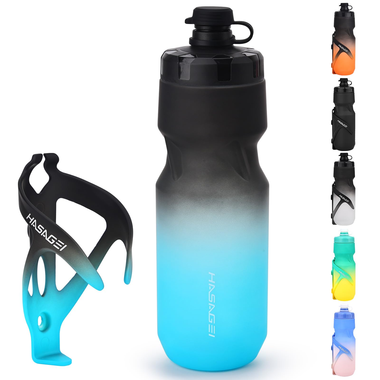 HASAGEI Bicycle Water Bottle Holder with 24 Oz Bottle, Durable Leak-Proof Non-Slip Design, Lightweight & Universal Fit for Mountain/Road Cycling