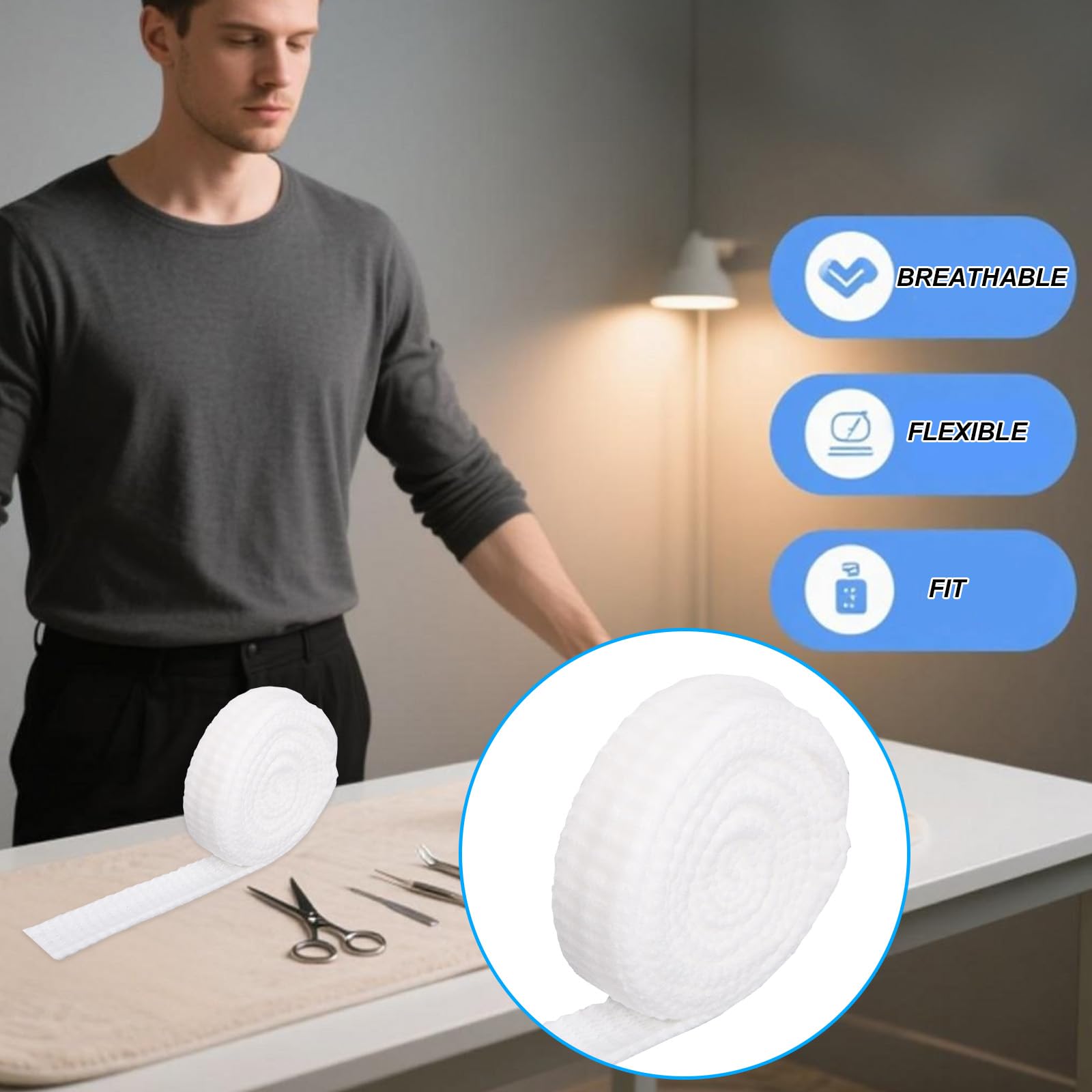 BOXOB 2 Rolls Tubular Bandage, 0.98x86.61in Tube Gauze Elastic Net Tubular Bandage for Arm Wounds Stretch Gauze Wrap Sleeve Stockinette Tubing No Tape Required for Wrapping Wet Dry Dressing Retention — Amazon image 3