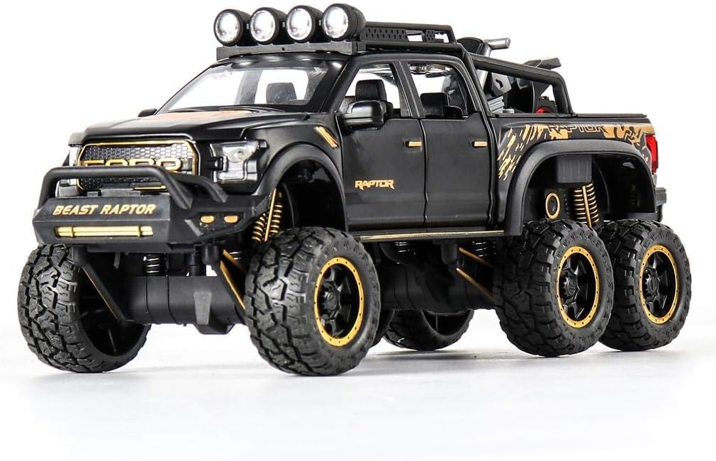 EASYTOBUY Toy Pickup Trucks for Boys F150 Raptor DieCast Metal Model Car with Sound and Light for Kids Age 3 Year and up-Multicolour