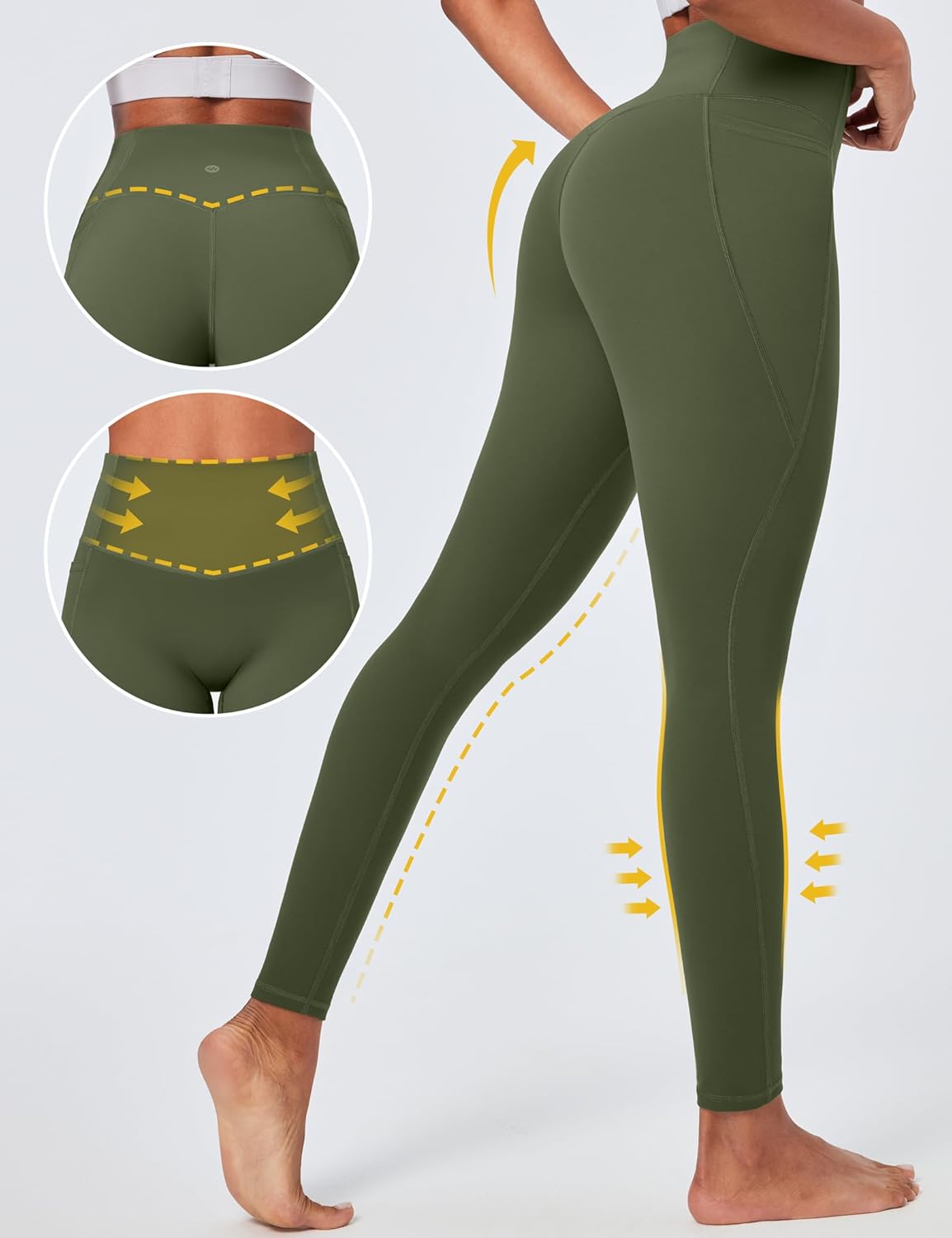 Ewedoos Compression Leggings with Pockets for Women Tummy Control Leggings No Front Seam Workout High Waisted Yoga Pants Gym - Image 4