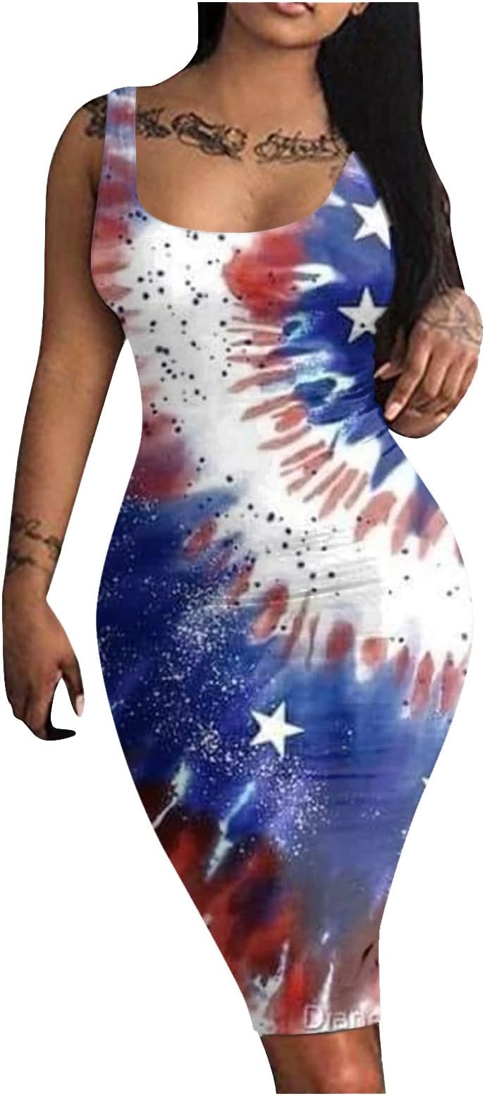 ZEFOTIMZEFOTIM Womens Sleeveless Bodycon Midi Dress