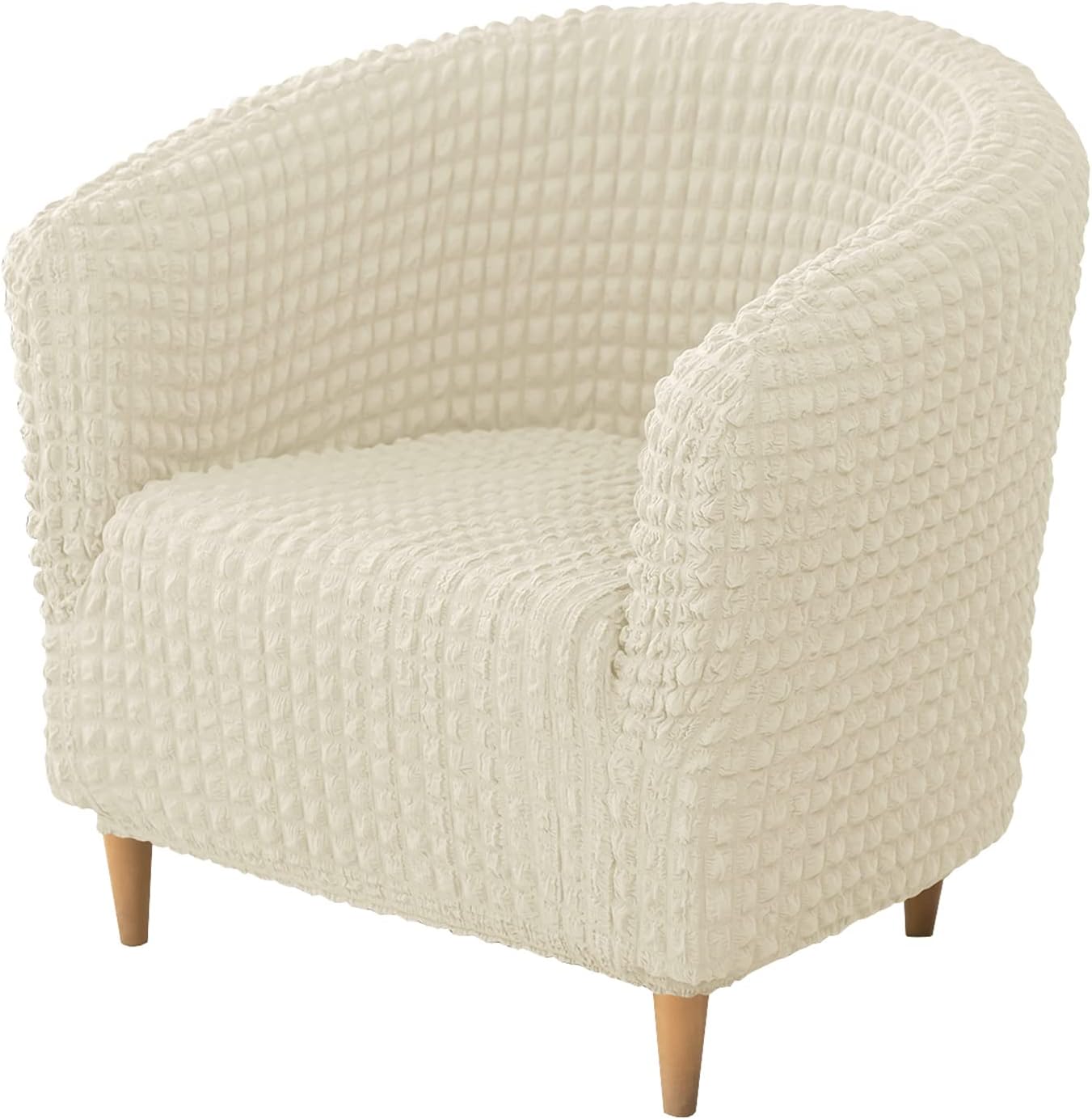 1 Piece Stretch Club Chair Slipcover, Tub Chair Cover Seersucker Barrel Chair Cover Soft Armchair Chair Slipcovers for Pets Kids -Pink-1 Piece