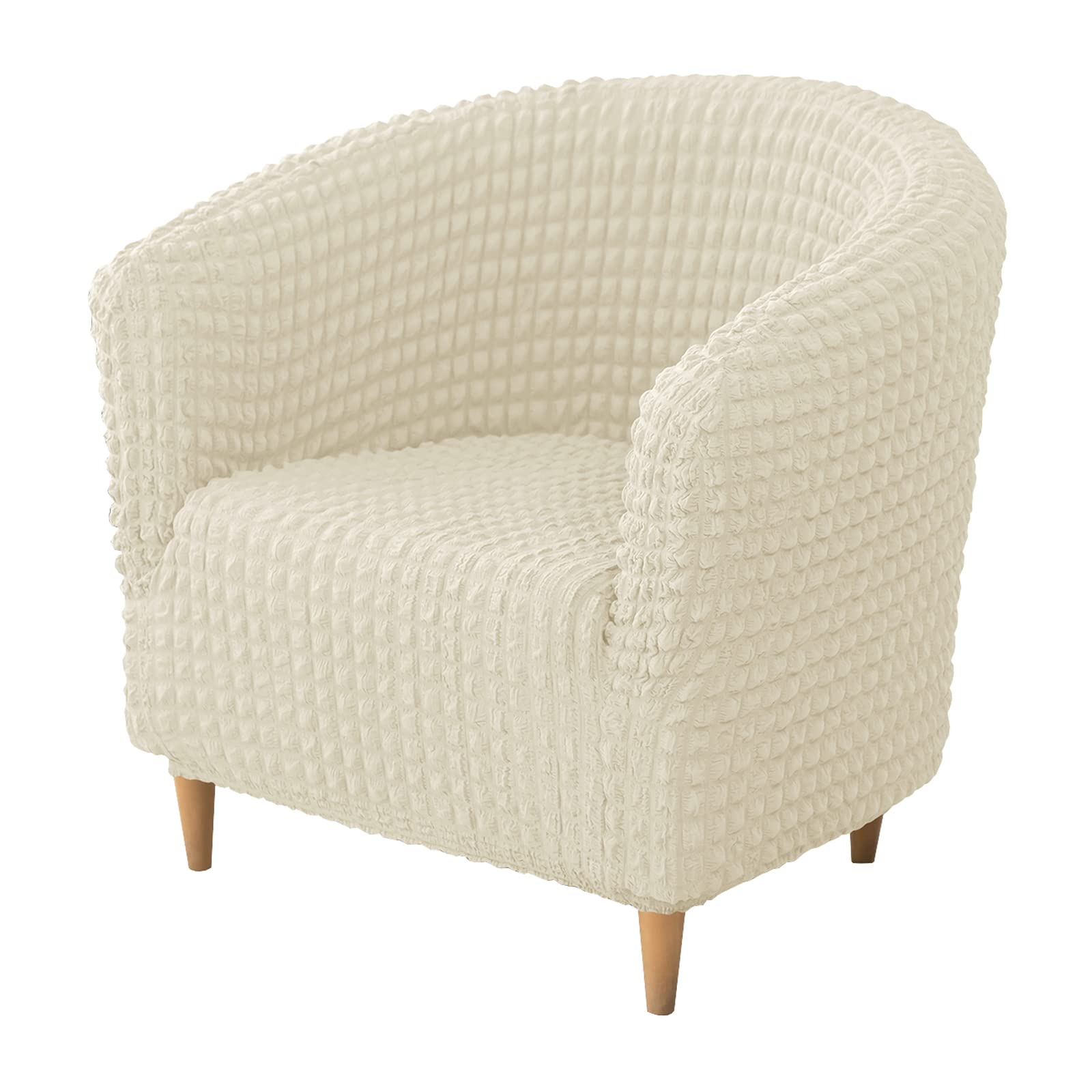Jhld Beige 1 Piece Stretch Club Chair Slipcover, Tub Chair Cover Seersucker Barrel Chair Cover Soft Armchair Chair Slipcovers For Pets Kids -1 Piece