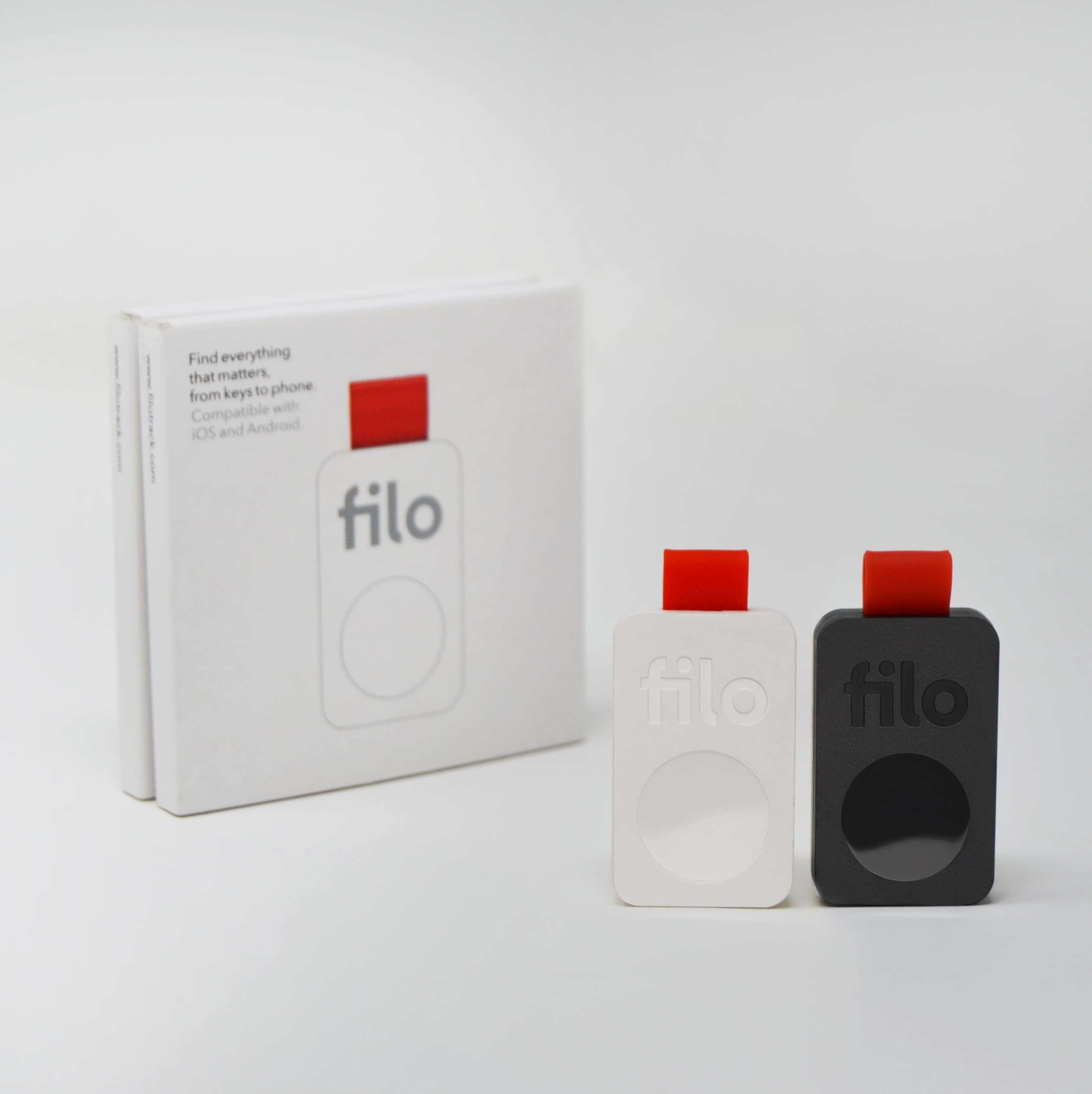 Filo Tag - Localizzatore Bluetooth - Trova Oggetti Compatibile con iOS e Android - 1Bianco+1Nero