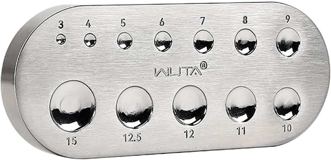 WUTA Flat Dapping Doming Block 12 Cavity Steel Dapping Doming Block for Jewelry Making and Metalworkers (Elliptical)