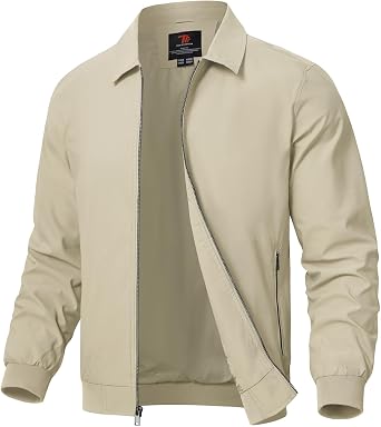 Rdruko Men's Lightweight Smart Casual Lapel Jacket | Outdoor Windbreaker Spring Autumn Water Resistant Jackets with 3 Pockets for Sport Work Walking Hiking Golf Running