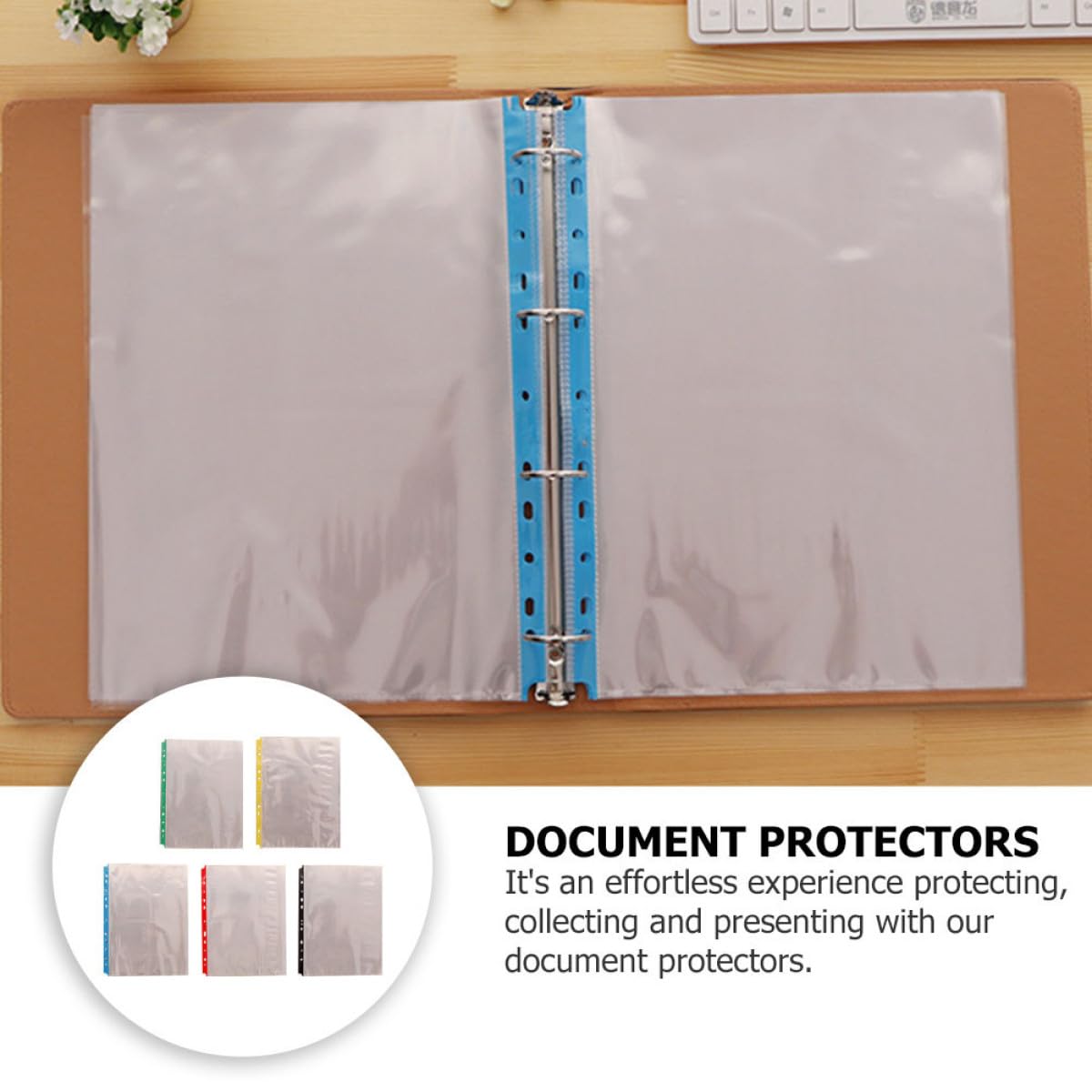 Pochettes de Protection Perforées à 11 Trous A4 en Pp, Lot de 100 Pièces, Facile à Insérer, Antistatique, pour Rangement de Documents Bureau L'école