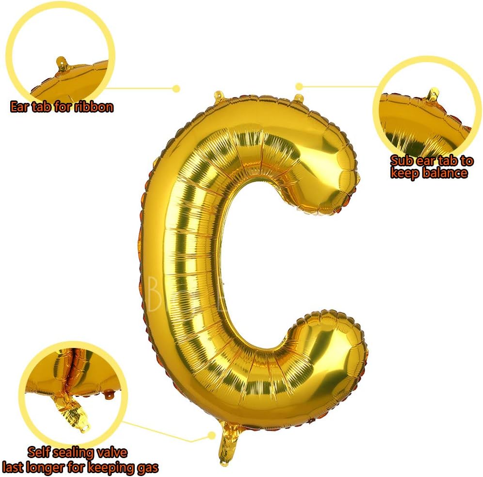 40 Inch Giant Gold Letter C Foil Helium Balloons Big Single Mylar Balloon Birthday Party Decoration Supply Baby Shower (Gold C) - Image 4