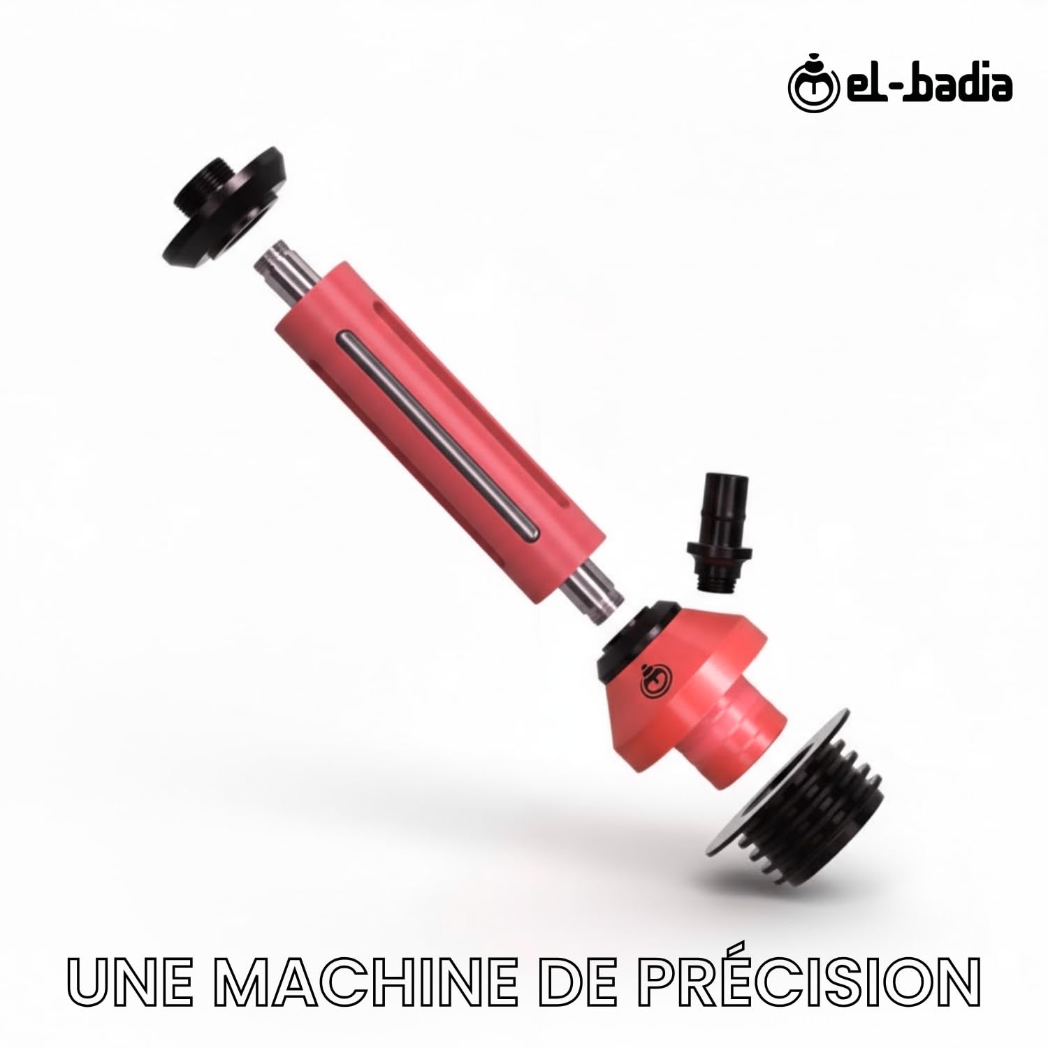 EL-BADIA® Fusion Cachimba – 46 cm – Gran Cachimba Moderna de Aluminio con Base de Vidrio, Difusor Extraíble, Purga 360°, Manguera y Cazoleta de Silicona – Shisha Premium – Set Completo (Pink)