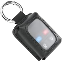 Homakover Black Leather Car Key Fob Cover Sleeve Compatible for Ford F150 F250 F350/Chevy/Escalade/Hummer, Keychain Fob Holder with PVC Visible Window, Remote Protector Case