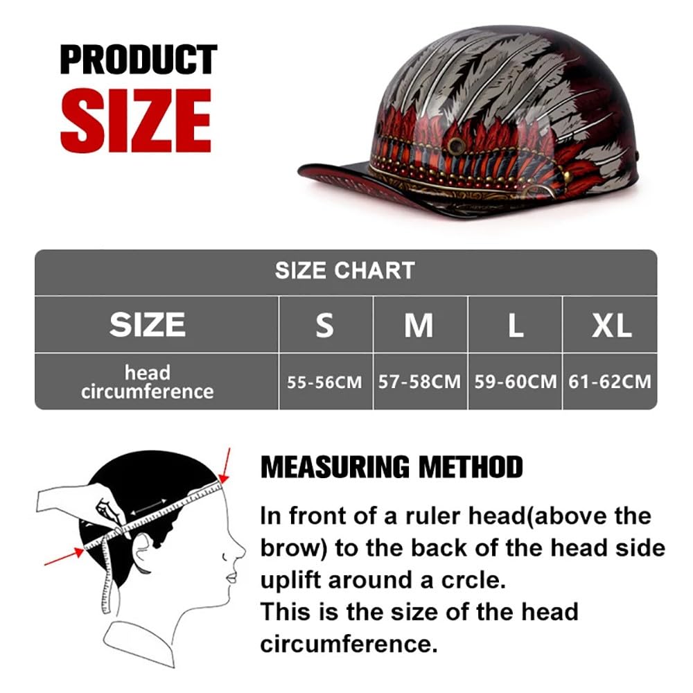Casco Moto Vintage Mezzo Aperto, Casco Semi-Aperto a Forma di Berretto da Baseball con Visiera e Pulsante a Rilascio Rapido, Casco Jet Moto con Omologazione ECE per Scooter