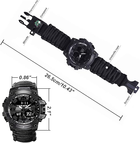 Miniatura 2 de Reloj de pulsera deportivo  Pulsera de supervivencia al aire libre multifuncional, pulsera de emergencia impermeable, herramientas de primeros