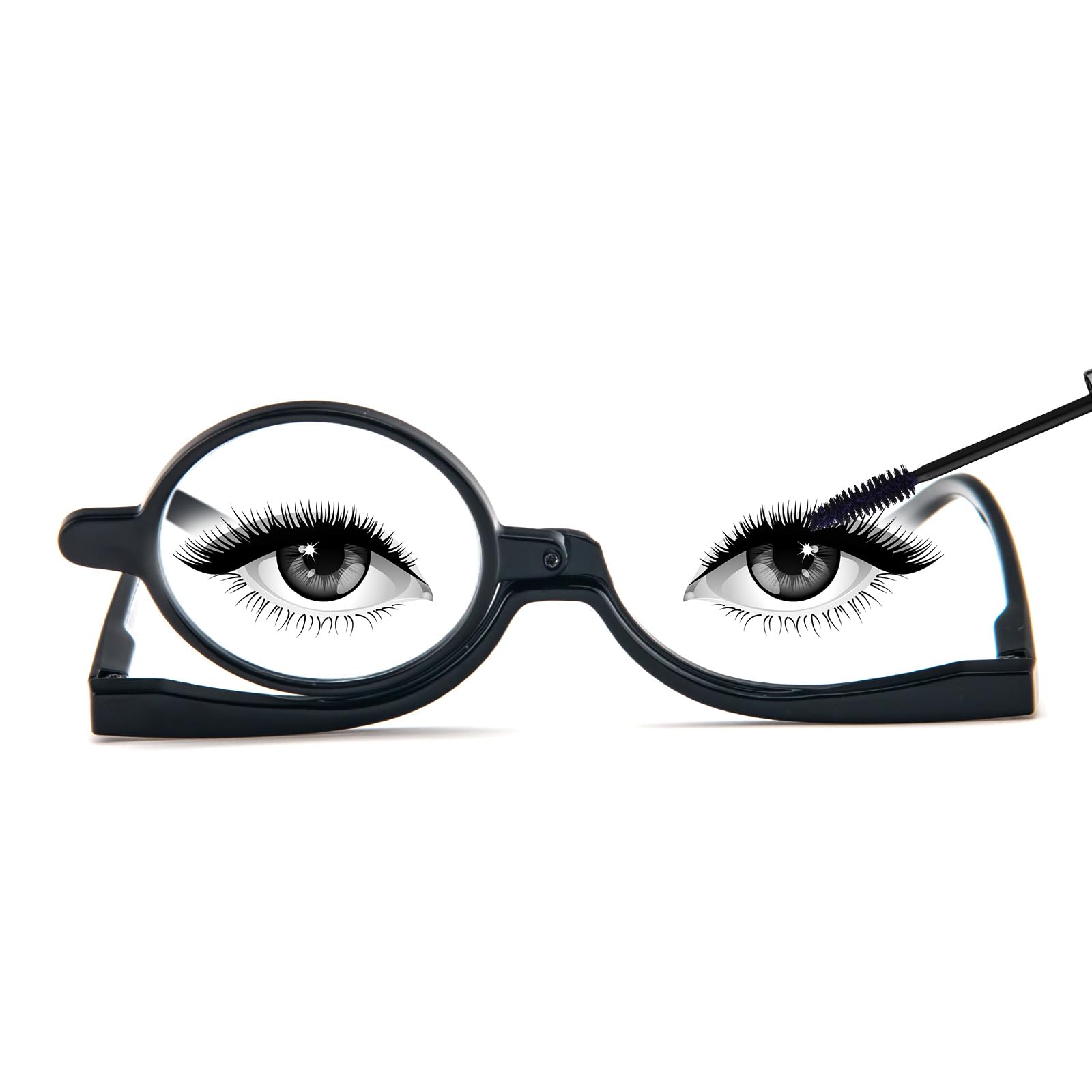 MMOWW Gafas de Presbicia para Maquillaje para Mujer, Rotación Anteojos De Aumento, Lectura Plegable Gafas (Negro, 3.5)