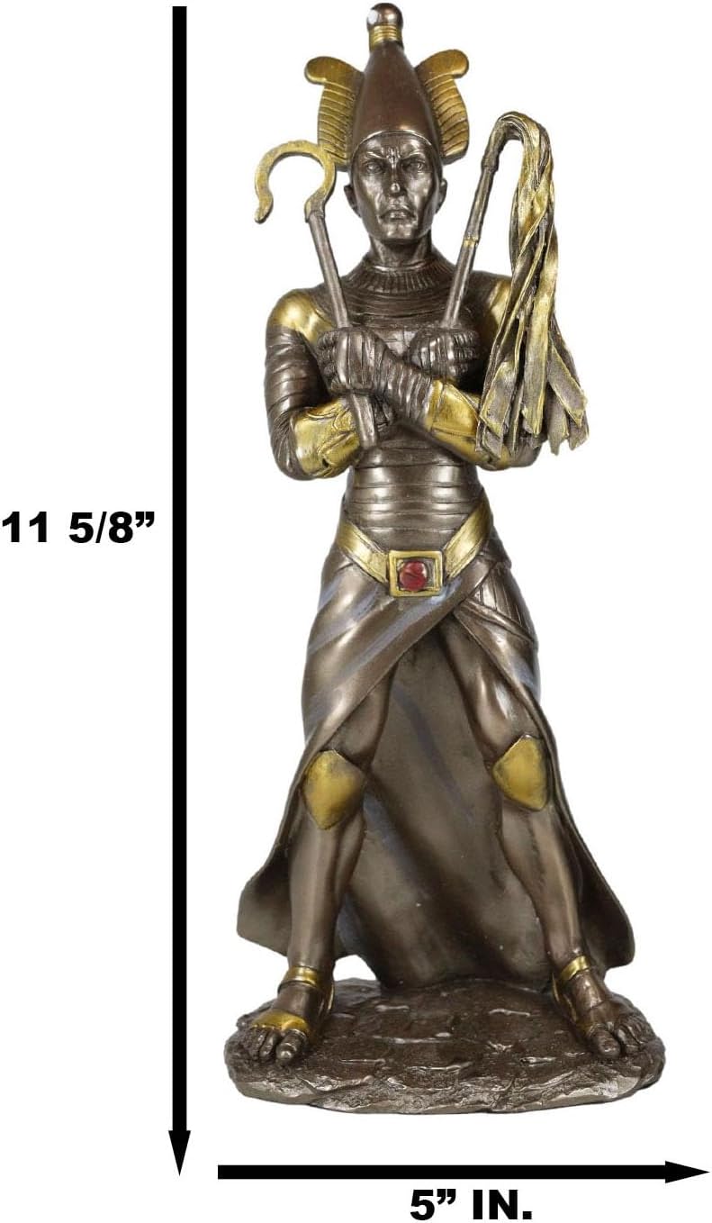 Ebros Gift Ancient Egyptian Deity God and Judge of The Dead Osiris Holding Crook and Flail Figurine in Bronze Patina Finish 11.5" Tall Gods of Egypt Lord of Underworld of Mythology Decor