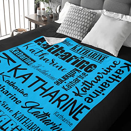 Personalized Blanket for Kids Adults Personalized Name Blanket Custom Blanket with Name Personalized Gifts for Christmas Birthday Valentines Day Mothers Fathers Day (Blue&Black, 40"x50")