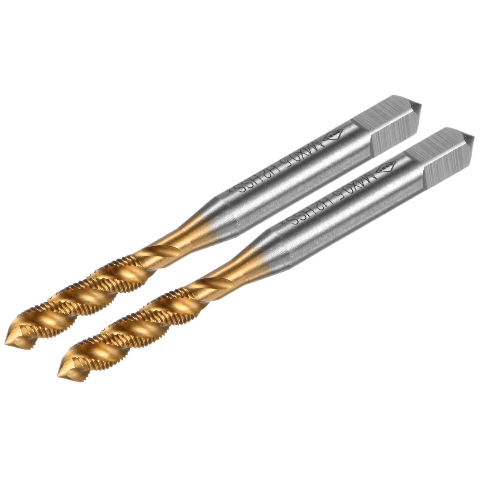 M METERXITY 2-Pack M4x0.5mm Metric Spiral Flute Thread Tap, HSS Titanium Coated Right Hand Threading Tap Screw for Drilling/Milling Machines/CNC Machine Tools, Tapping Tool