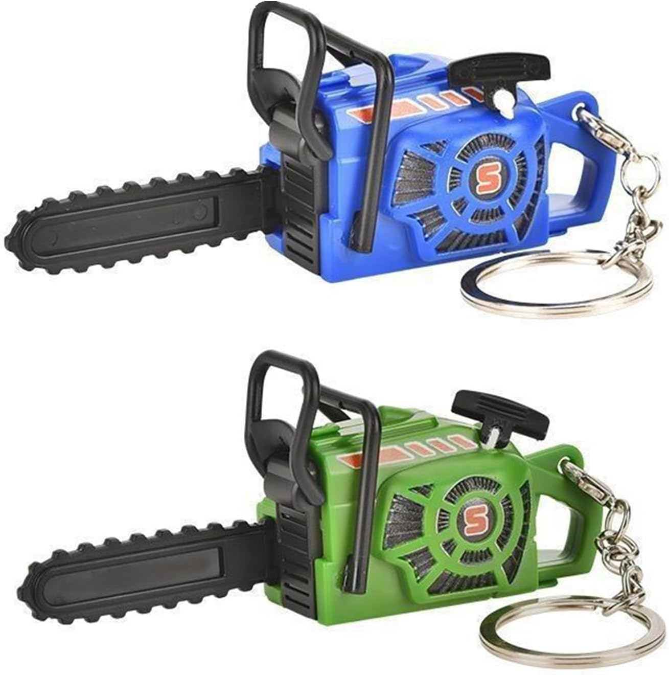 Fidget Chainsaw Keychain, 2 Pack Pull-Start Haptic Toy with Mechanical Sound, Miniature Simulation Power Tool Model