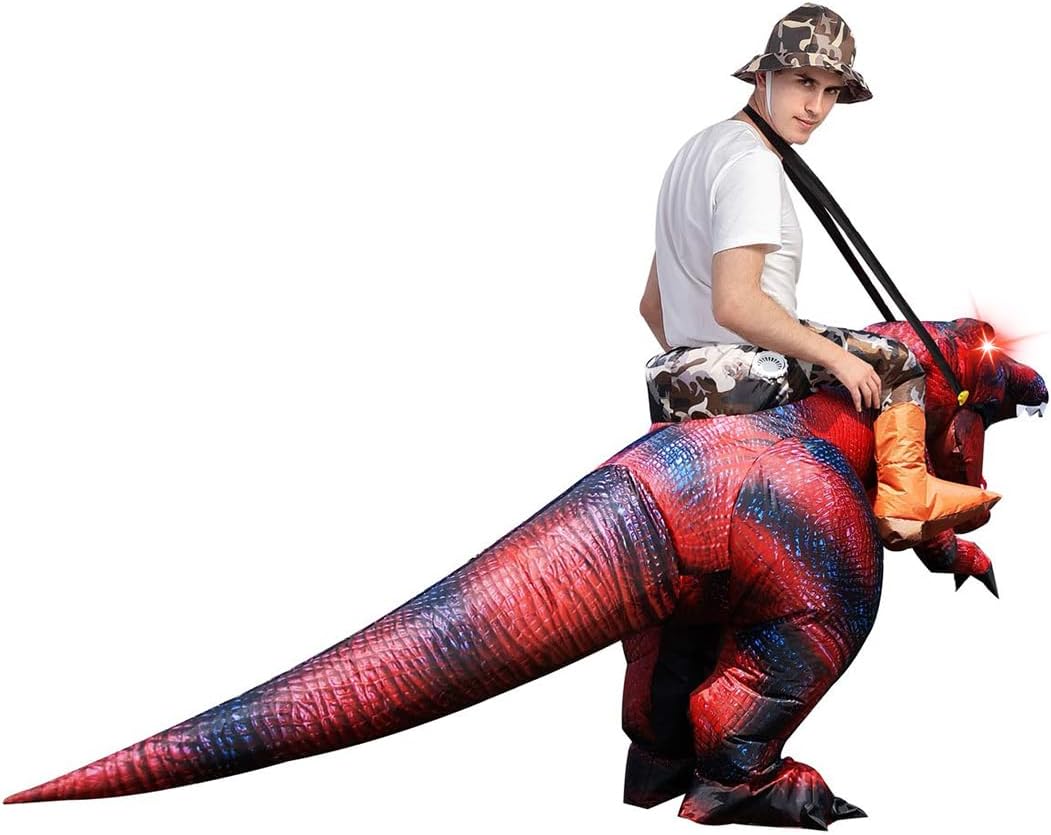 GOOSH Inflatable Dinosaur Costume Adults Halloween Blow up Costumes for Men Women Riding T Rex Air Costume for Party Cosplay - Image 8
