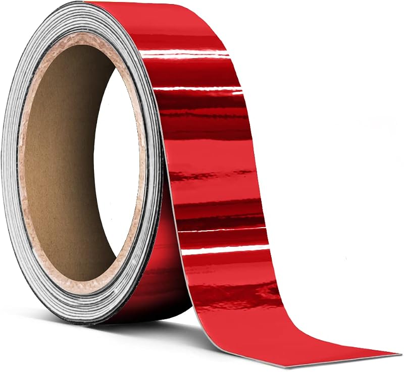 Fita adesiva para pinstripes VViViD Red Mirror Chrome em vinil – 2,54 cm x 6,10 m
