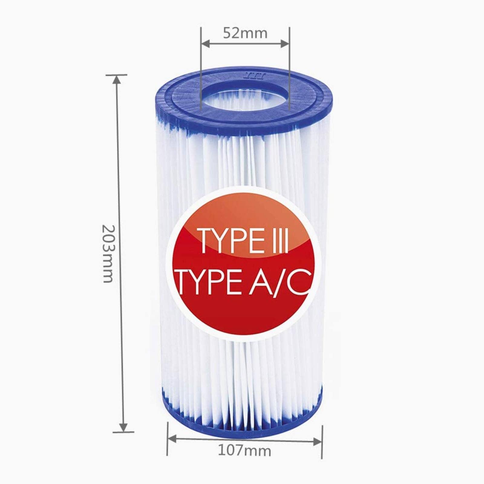 HH-CC Cartuccia di ricambio per pompa filtro piscina tipo III/A, cartuccia filtro di ricambio per Intex 29000E/59900E, compatibile con Bestway 58012,6