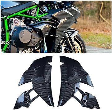 Carbon Fiber Side Fairing Panels for Kawasaki Ninja H2 H2R 2015-2025, Motorcycle Glossy Twill Side Body Cowls Covers Side Fairing Panels