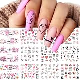 Valentine's Day Nail Art Stickers Decals Exquisite Luxury Water Transfer Love Sexy Lip Print Letters
