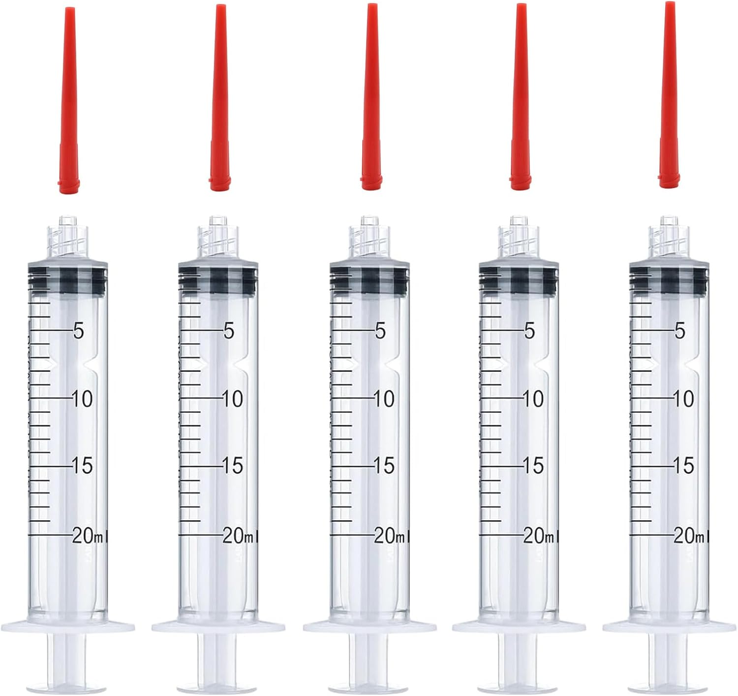 5Pcs Drench Gun Feeding Syringe, Small Animal Pet Livestock Drench Syringe with 5Pcs Screw In Drench Nozzle for Liquid Measuring Watering Refilling Feeding (100ML)