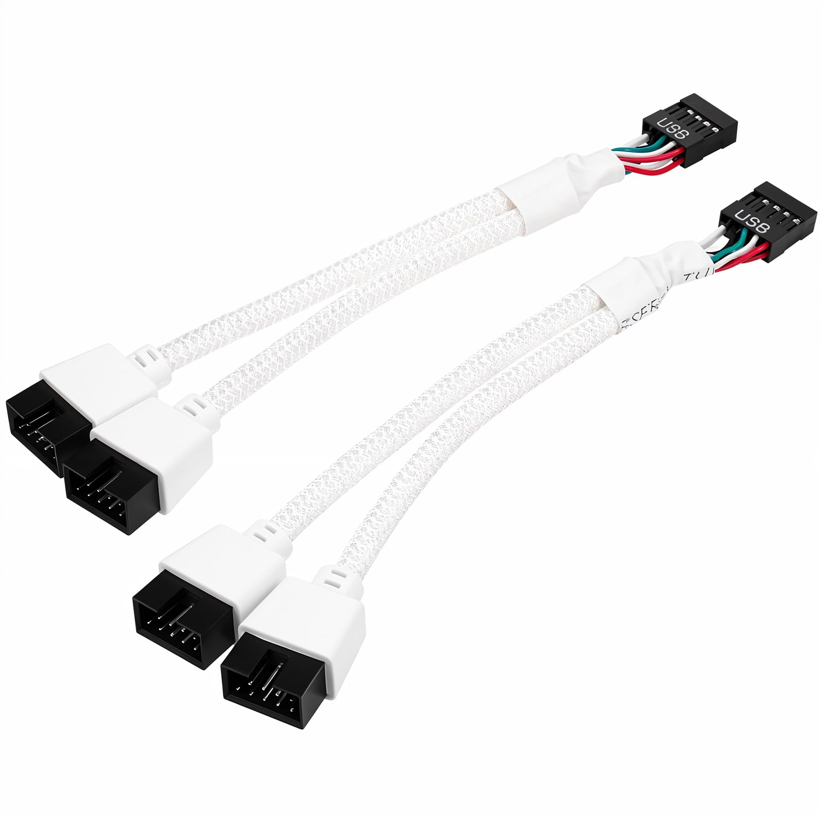 InnoHHustle 2 PCS USB 2.0 Motherboard Header Splitter, USB 2.0 to Dual 9 Pin Extension Interna USB Hub Cable Header Splitters for Computer Internal