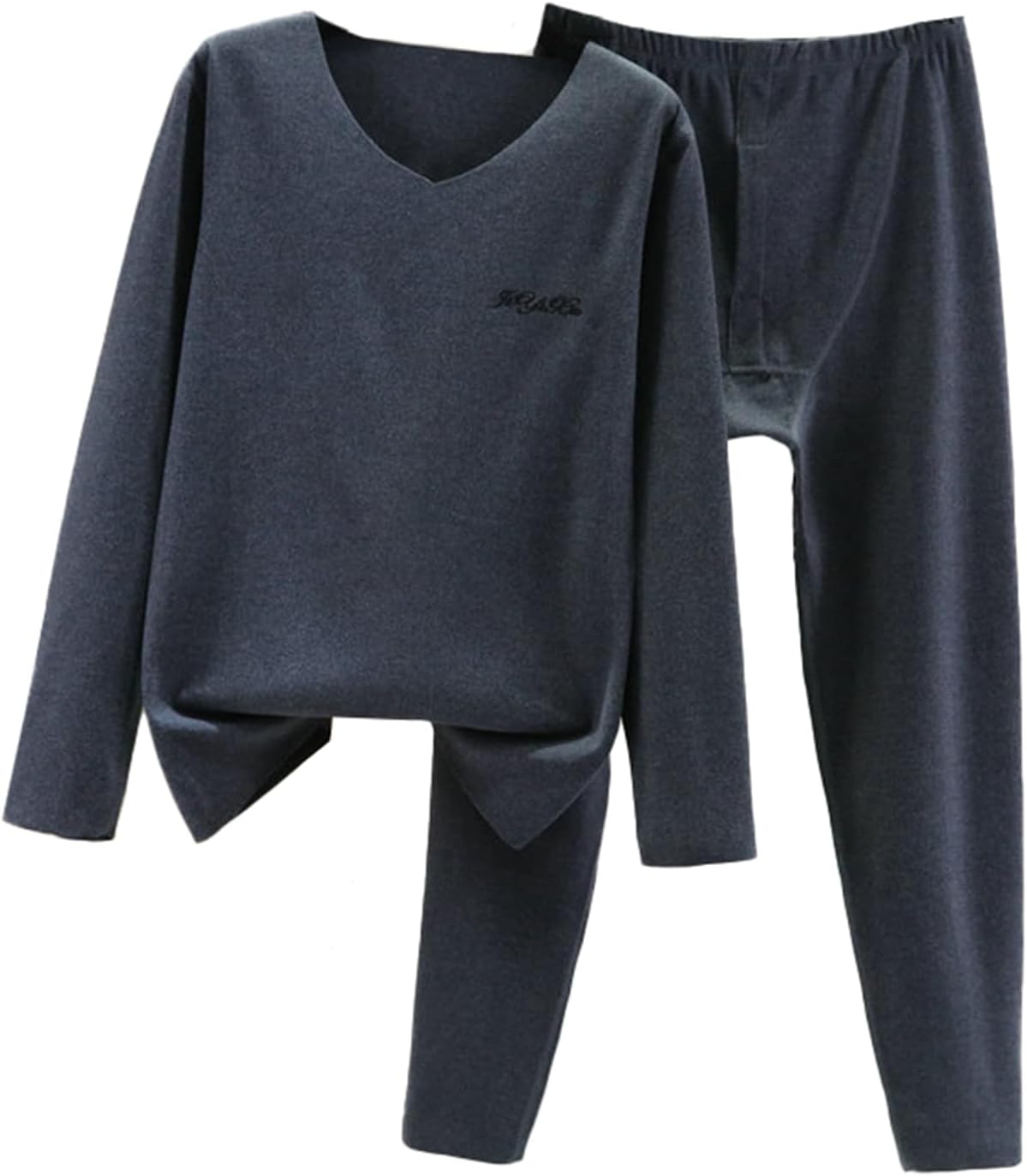 Men's Long Sleeve Base Layer Set V-Neck Thermal Underwear Top and Bottom Set XL-5XL