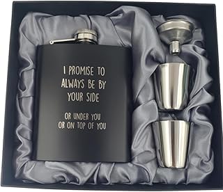 Cool Anniversary for Husband, Valentines for Bf, Funny Gifts for Boyfriend, Valentines Day Gifts for Him, Mens Valentines Day Gifts for Boyfriend, Vday Gift for Him, I Promise by Side Flask Set