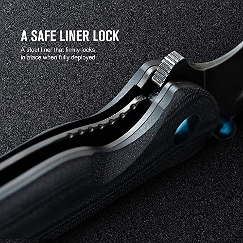 Oknife Drever One Hand Folding Knife(88.6Mm) N690 Steel With Excellent Sharpness And Edge Retention Sharp Pocket Knife With G10 Handle And Pocket Clip, Double Sided Thumb Pins And A Flipper #TOP2