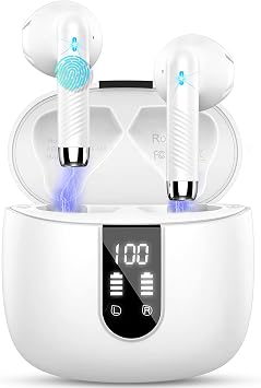 Wireless Earbuds, Bluetooth 5.4 Headphones NEW Wireless Headphones with 4 ENC Mic, 56H Bluetooth Earphones in Ear Noise Cancelling Deep Bass, Mini Ear Buds Bluetooth Earbuds IP7 Waterproof LED Display