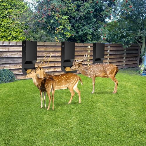 YXJSTO Hanging Deer Feeder, 11 Gallons Capacity Deer Feeder Box, Galvanized Steel Automatic Dispenser Feeder with Waterproof Cover for Deer and Wildlife