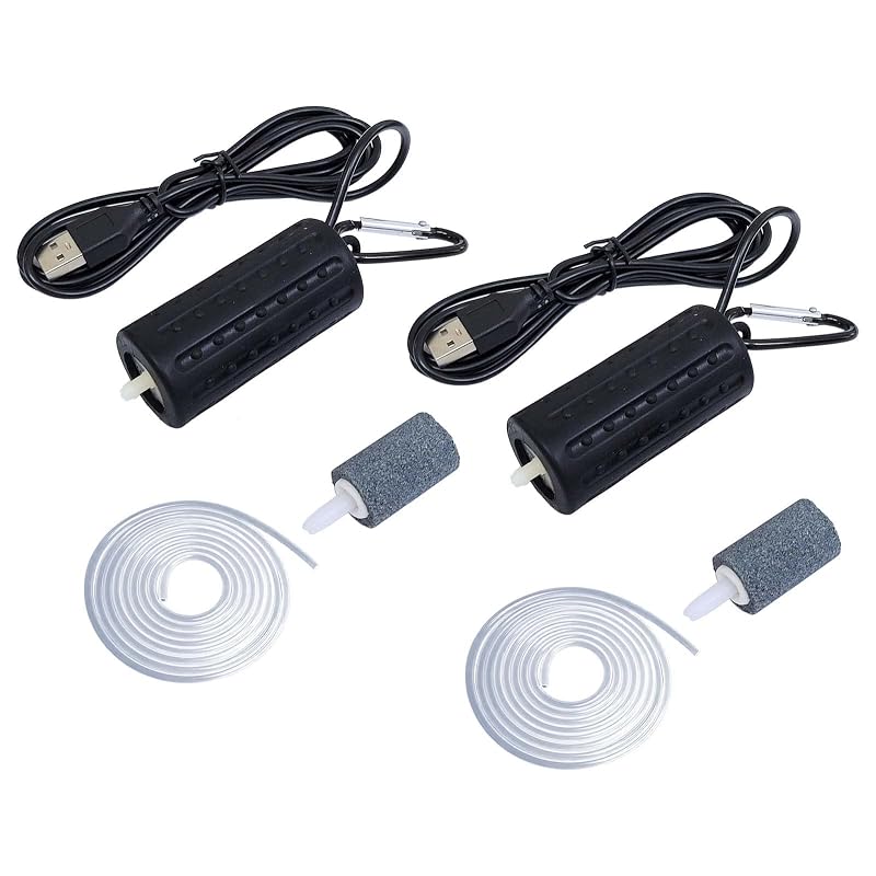 Bomba de Ar USB para Aquário com Motor Cerâmico e Baixo Ruído Auto-plaza 1 W, Pacote com 2