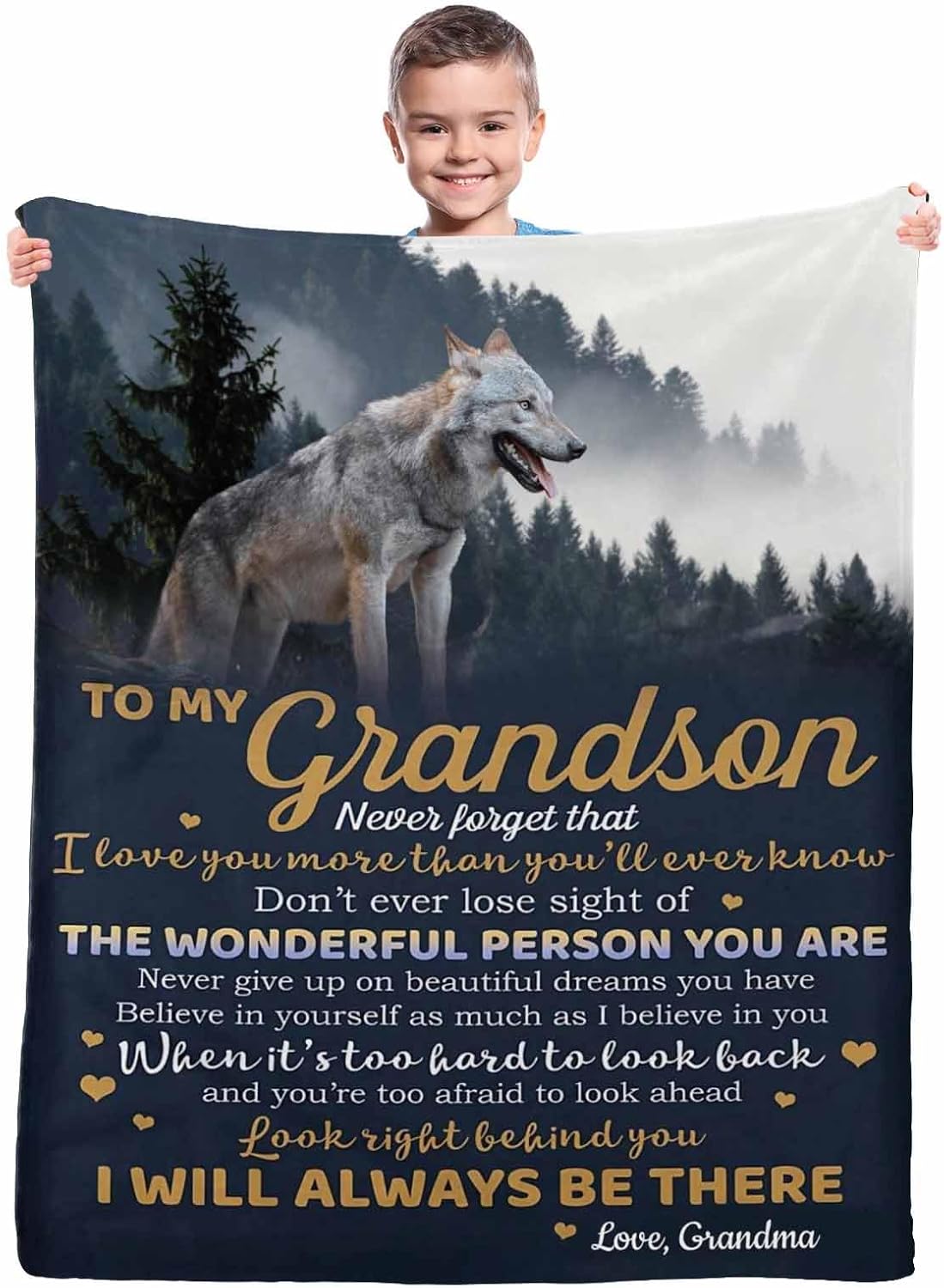 InterestPrint Customized Grandson Blanket, Grandson