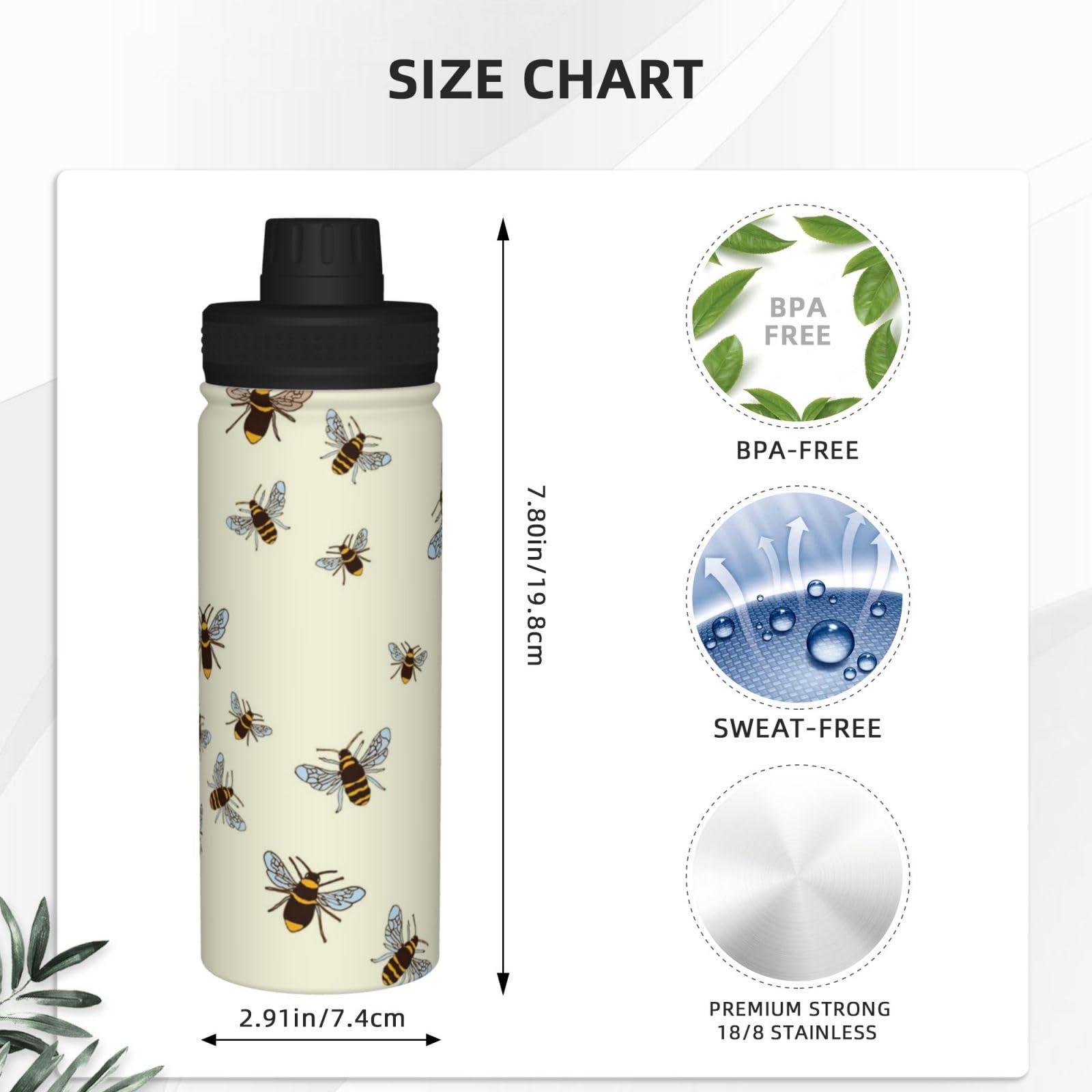 Brilliant Print Wasserflasche Edelstahl Isolierflaschen 18oz Sport Wasserflaschen für Männer Frauen