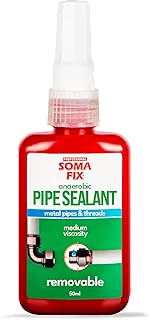 Pipe Thread Sealant - Anaerobic Sealant for Metal Pipe Threads, Fittings, Gaskets & Joints - Medium Viscosity, High-Pressure & Oil Resistant, Removable (1.7 fl oz / 50ml)