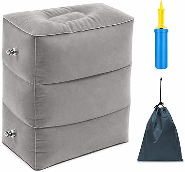 Inflatable Foot Rest Pillow Airplane Travel Kids Grey 1 Pack