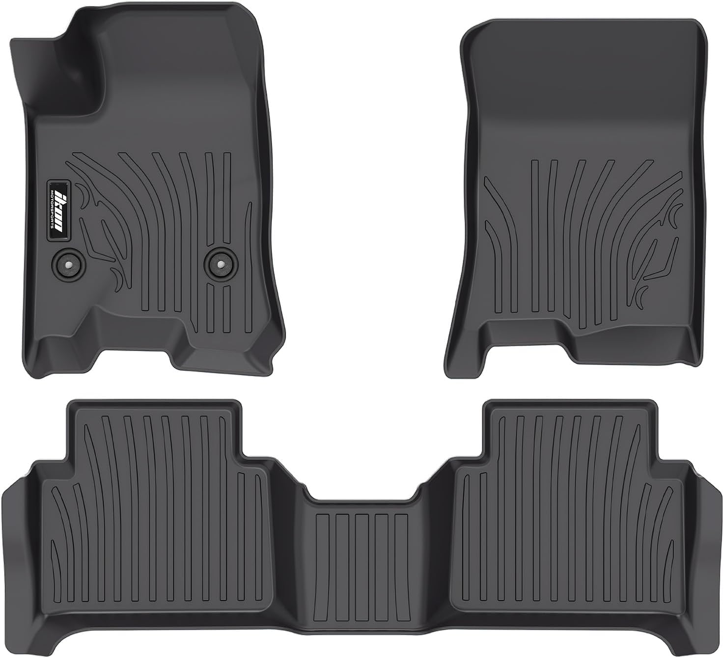 IKON MOTORSPORTS 3D TPE Floor Mats, Compatible with 2023-2025 Chevrolet Colorado/GMC Canyon Crew Cab, All Weather Waterproof Non-Slip Floor Liners, Front & 2nd Row Full Set Interior Accessories, Black