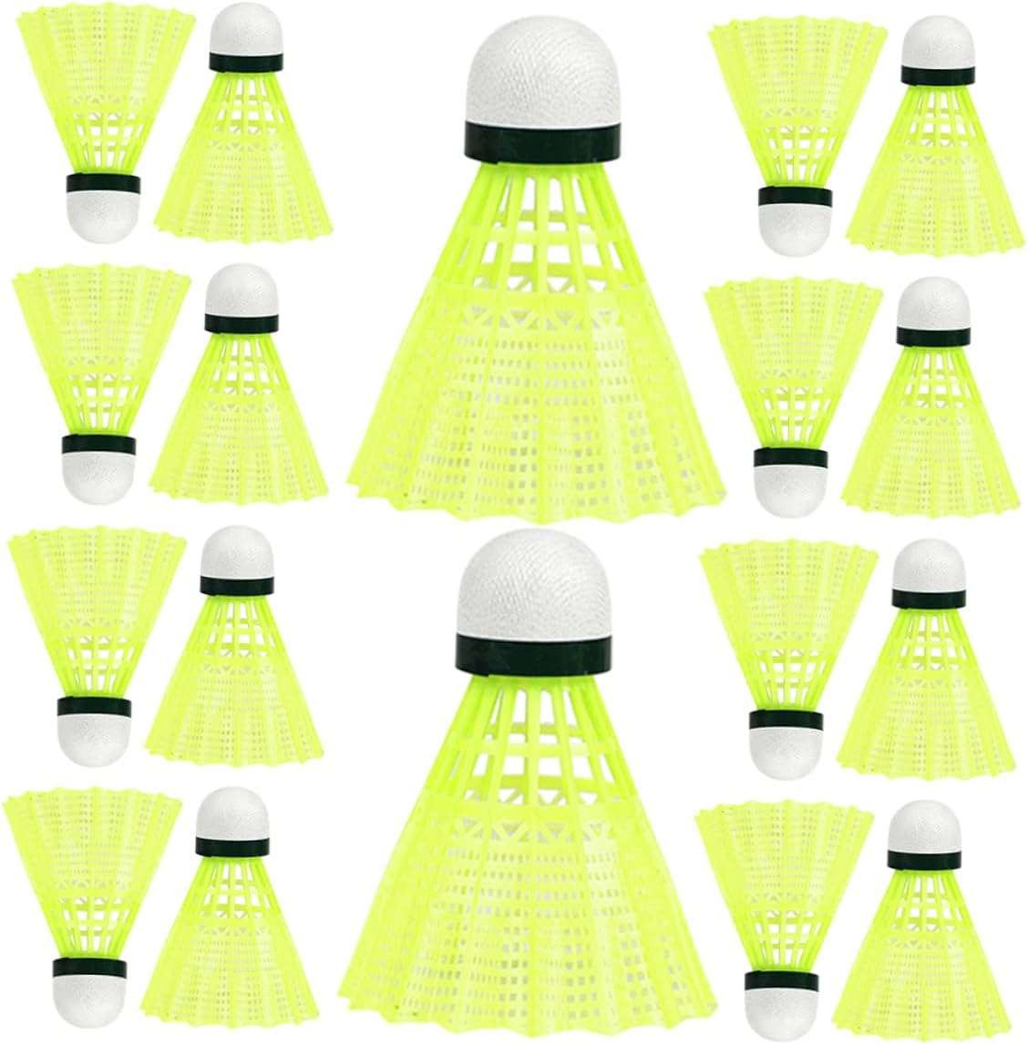 Toyvian 24Pcs Nylon Badminton Shuttlecocks Lightweight Durable Plastic Birdies for Students for Outdoor Training Recreational Play and Fitness Activities High Speed Stability Yellow