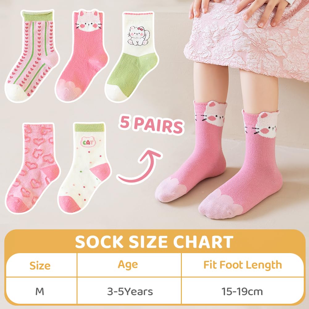 Calcetines para Niños Niña, Calcetines de Pantorrilla, Calcetine Deportivos Algodón Bonitos, Ternera de Rosa Calcetine Gifts para Niñas y Amigas, 5-8 años