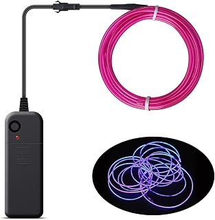 Songway EL Wire,Neon Rope Lights with Battery Pack,Glowing Strobing Flashing Electroluminescent Wire Cable for Halloween Cosplay Dress Christmas Carnival Party Festival Decoration (Purple, 5M)