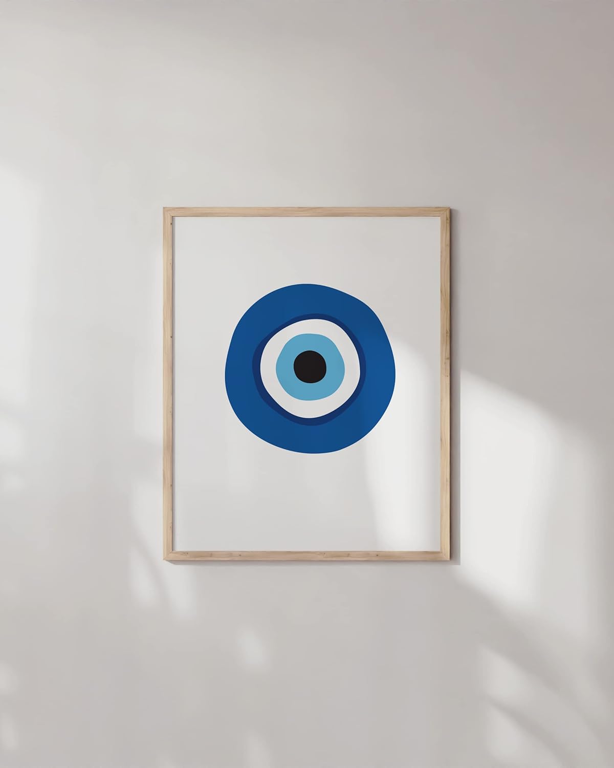 Haus and Hues Evil Eye Decor - Navy Blue Wall Art, Evil Eye Wall Decor, Mykonos Artwork, Evil Eyes Print, Big Eyes Painting Prints, Evil Eye Posters For Wall Art Aesthetic (12x16, Framed Beige)