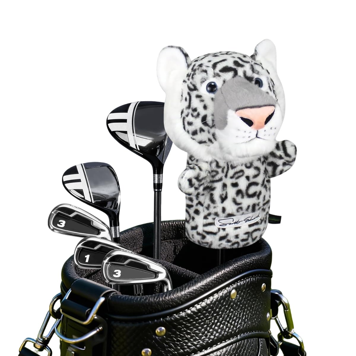 Scott Edward Leopard Golf Club Cover Fit Well for Driver Wood Golf Club, Funny Cute Animal Design Soft Functional Golf Headcover Stylish Protection for Your Clubs for Men and Women