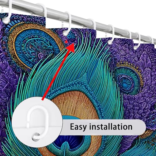 Rideau de douche 120x180cm cocotier en polyester lavable avec 12 crochets