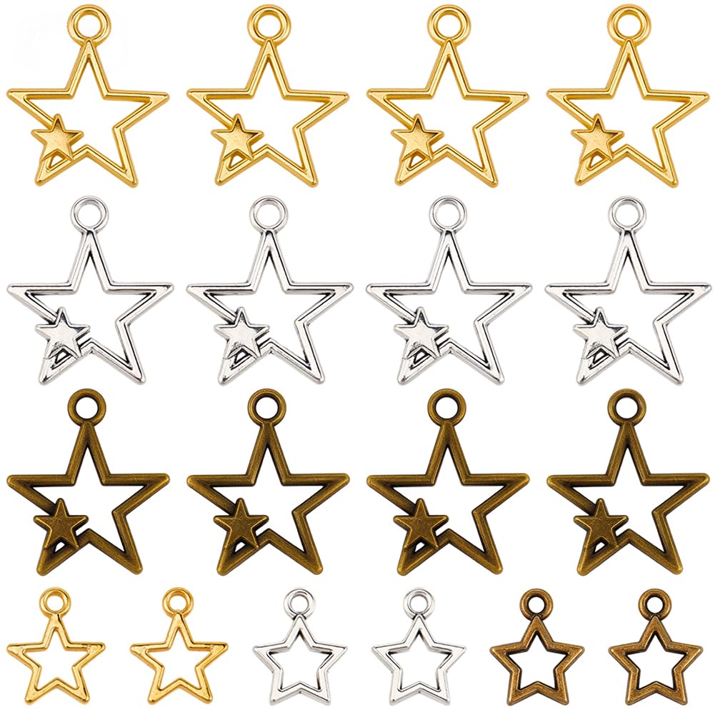 Pendentifs étoile creuse en métal et pentagrammes pour bijoux fins
