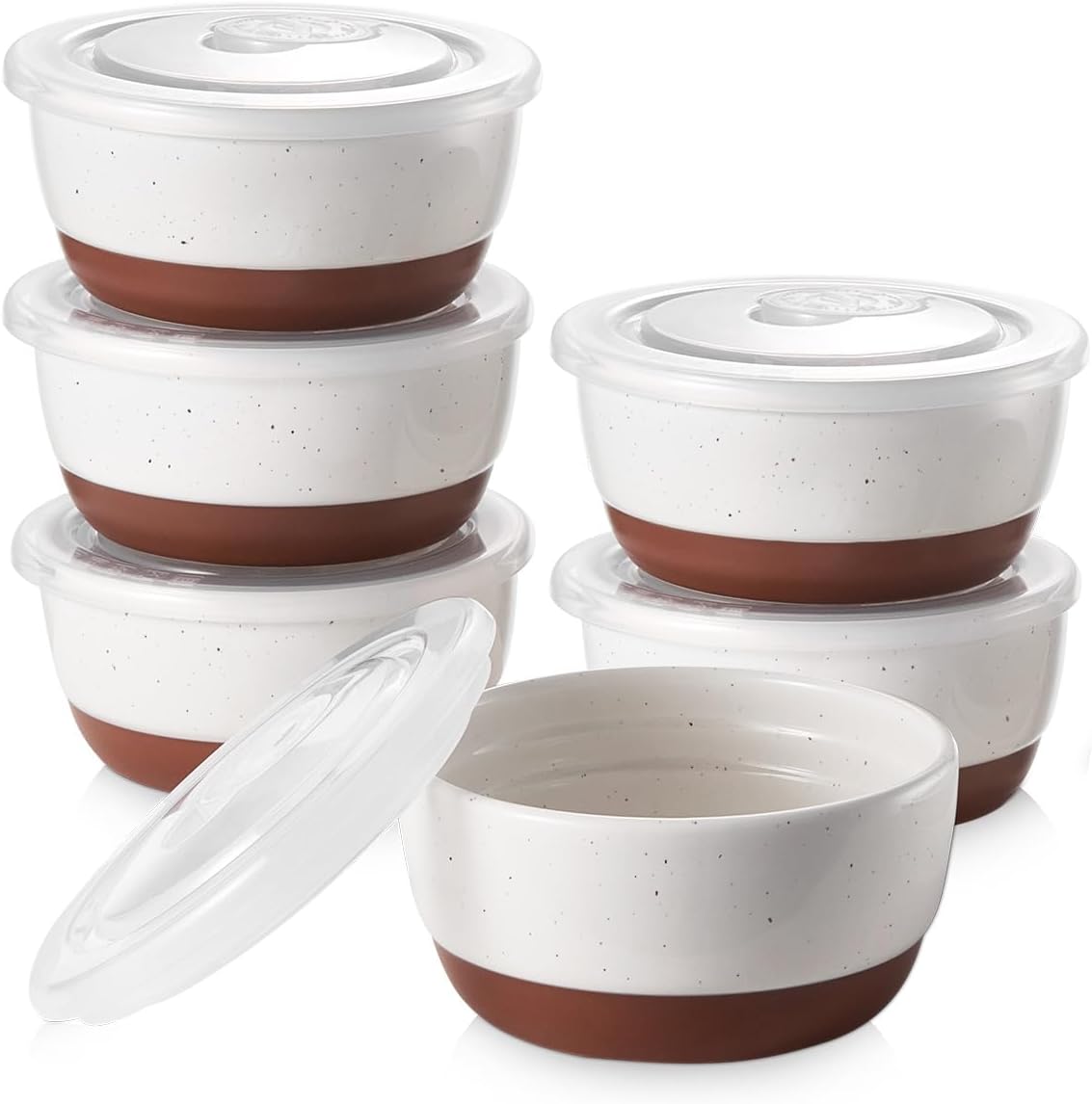 DOWAN Ramekins with Lids, 6 OZ Porcelain Ramekin Dishes for Creme Brulee Soufflé, Egg Mould